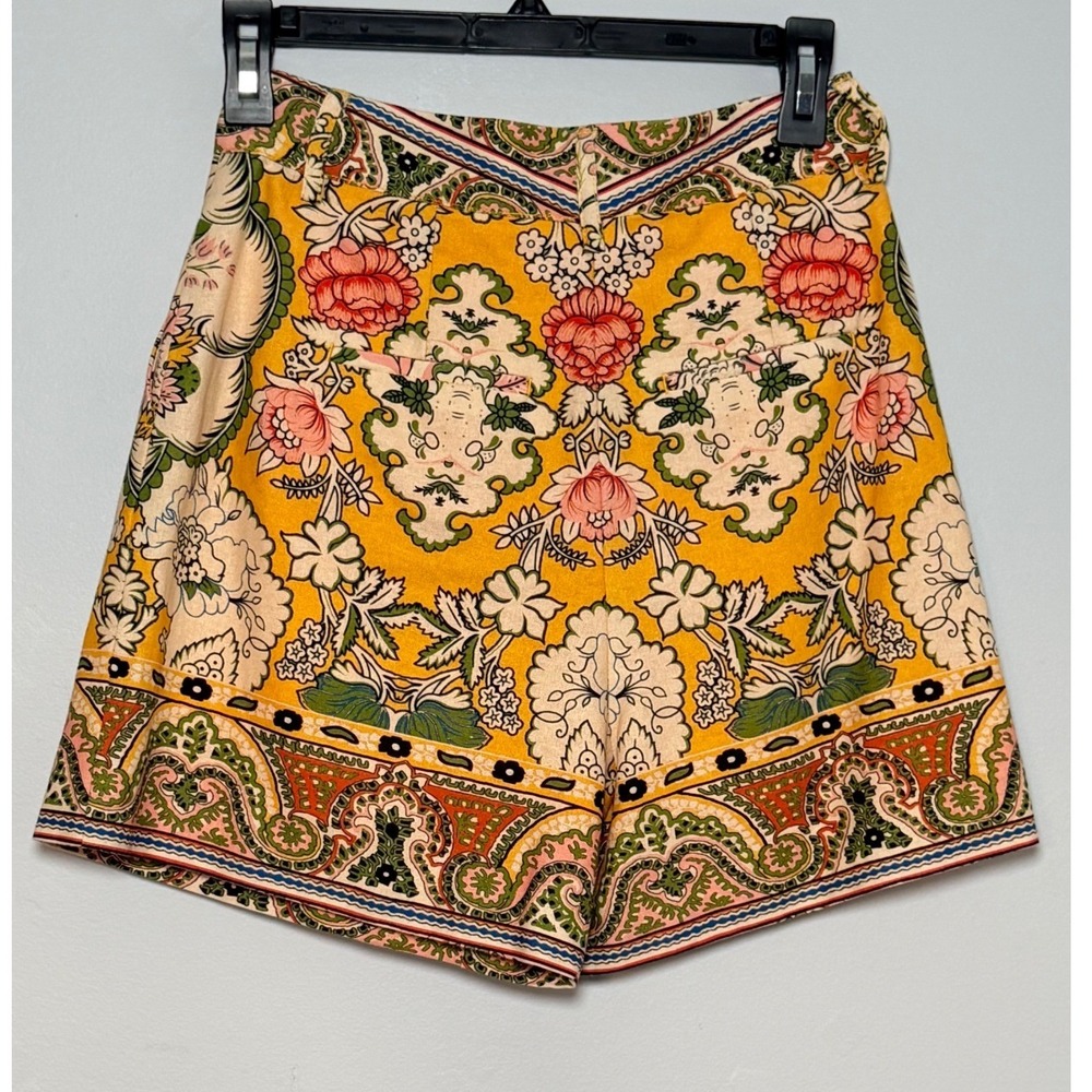 A Loves A Sunflower Multi Floral Paisley Linen Blend Shorts Size 0 OR6031LIRP